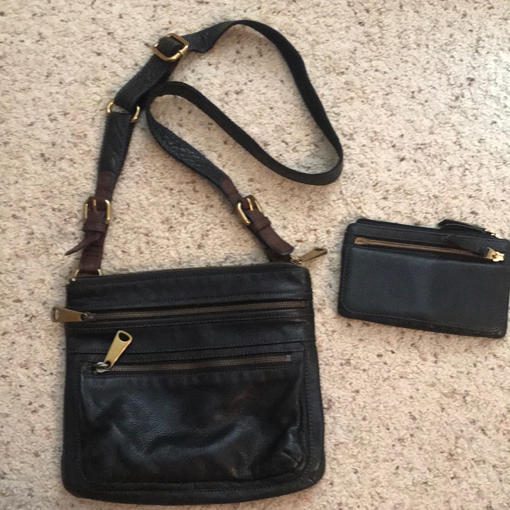 Fossil leather purse and matching wallet